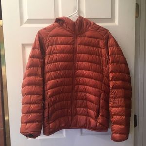 Uniqlo Ultralight Down Hoodie, small, orange
